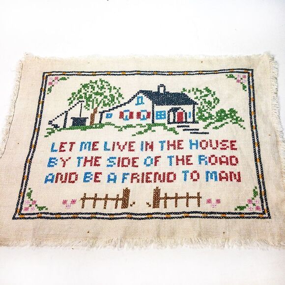 Vintage Cross Stitch Embroidery Sampler Home Friend Wall Decor - Picture 2 of 7